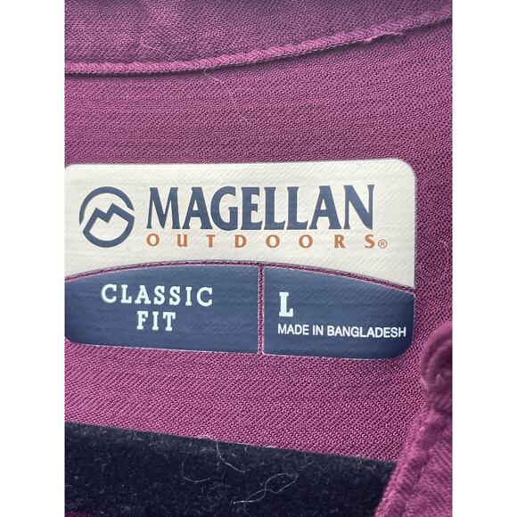 Magellan Outdoors ladies Maroon Classic Fit long sleeve button up L - Picture 3 of 7